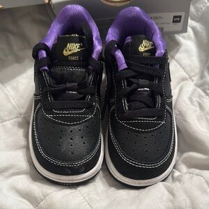 Nike Kids Black and Purple Force 1 Sneakers
